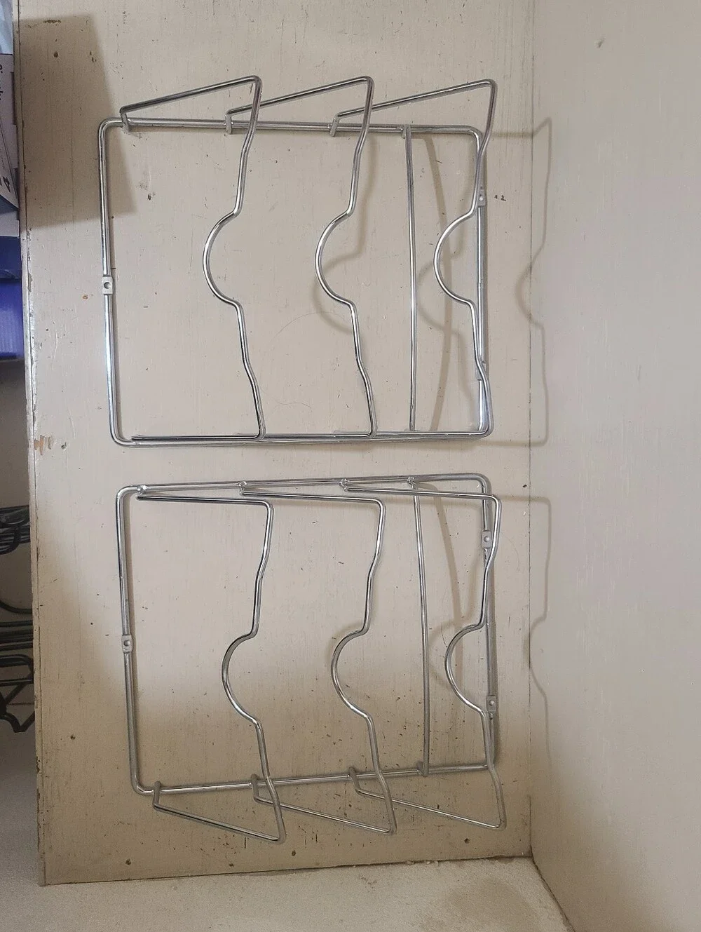 Chrome Metal Cabinet Door/Wall Mount Pot Lid Organizer Rack - Set Of 2